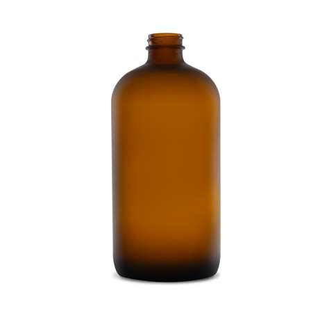 32 Oz Amber Frosted Glass Boston Round Bottle 28 400 Neck Finish