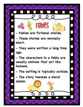 Fable Anchor Chart By Move Mountains Literacy Tpt