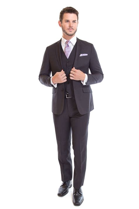 Charcoal Grey Slim Fit Suit David Major Suit Rondinelli Tuxedo