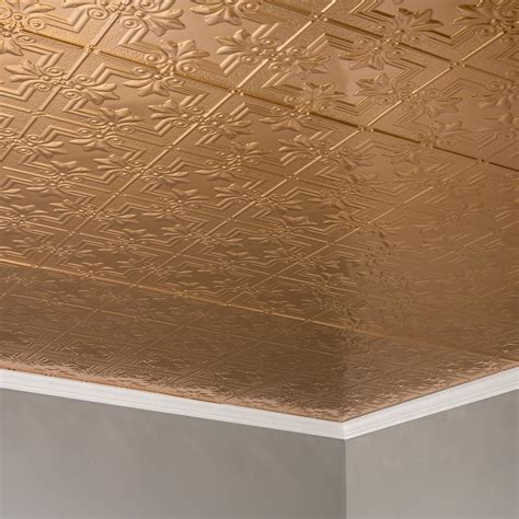 FasÄde Traditional Style 2 Decorative Vinyl 2ft X 4ft Glue Up Ceiling Panel In Bermuda Bronze 5