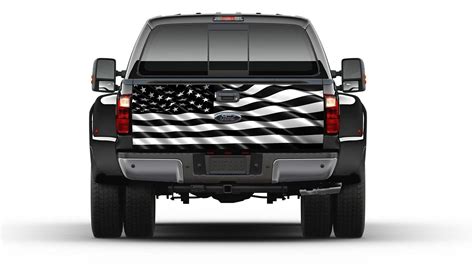 American Flag Black And White Tailgate Wrap Vinyl Graphic Decal Sticke Window Perforated Graphics