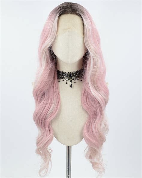 Ombre Pink Wavy Synthetic Lace Front Wig Ww687 Weekendwigs