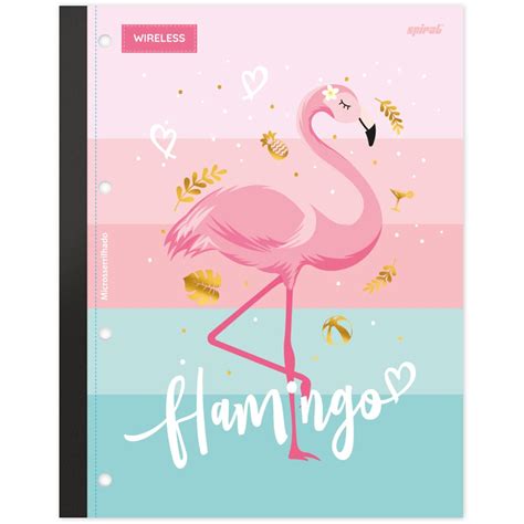 Caderno Universit Rio X Folhas Coladas Wireless Tendency Flamingo