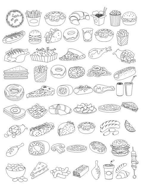 drawing western food fast food hamburger drink cute cartoon food