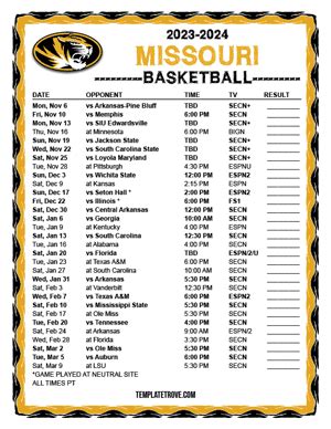 Printable 2023-2024 Missouri Tigers Basketball Schedule