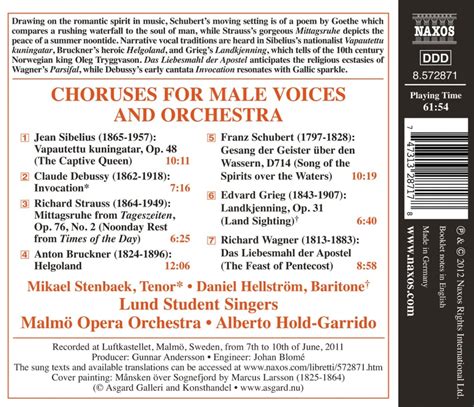 C M D Choruses For Male Voices Orchestra Sibelius Debussy R