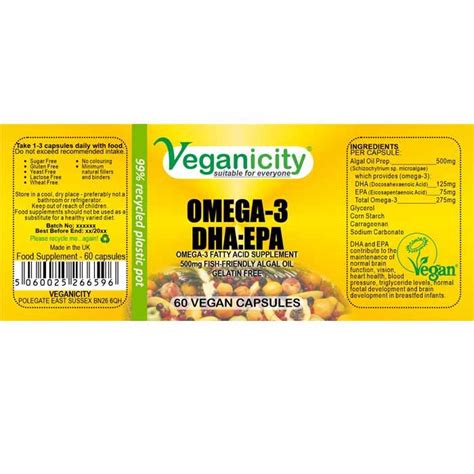 Veganicity Omega 3 Dhaepa 60 Veg Capules Plantx Uk