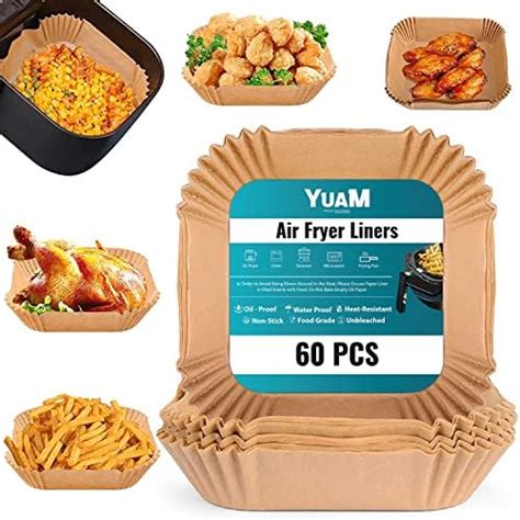 Square Air Fryer Liners 60 Pcs Airfryer Disposable Paper Liners Non