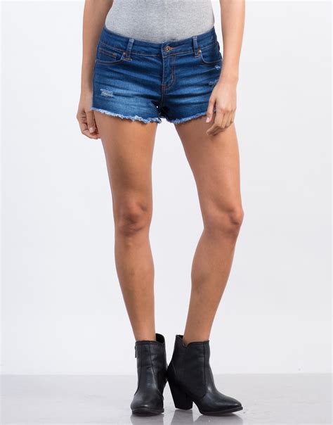 Frayed Denim Short Shorts Blue Denim Shorts Jean Shorts 2020ave