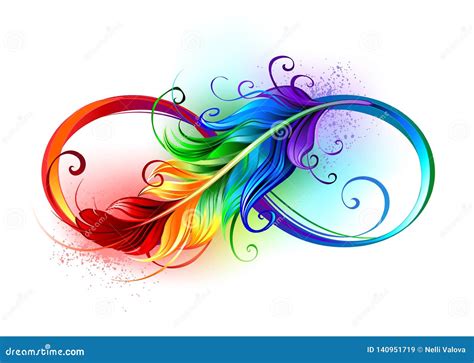 Infinity Symbol With Rainbow Feather Stock Vector Illustration Of