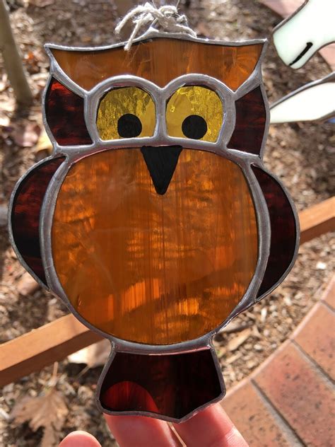 Owl Stained Glass Suncatcher Hoot Owl Barn Owl Etsy Australia