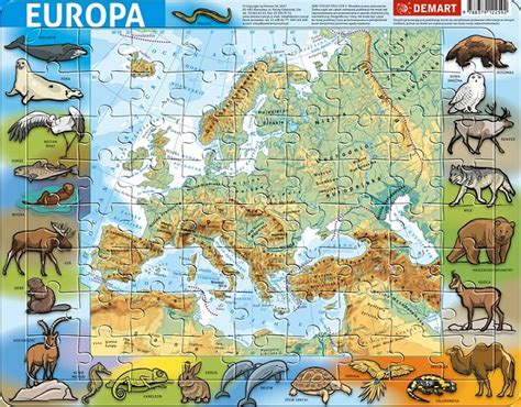 DEMART PUZZLE RAMKOWE 72 EL MAPA FIZYCZNA EUROPY 22592 15201313851