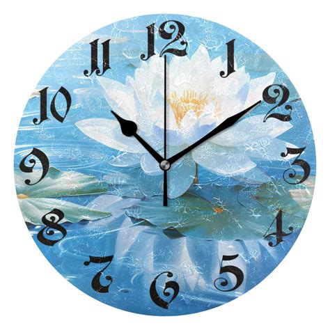 Wall Clock 10 Inch Silent Non Ticking 8 Flower Lotus Battery Operated Rustic Retro For Living