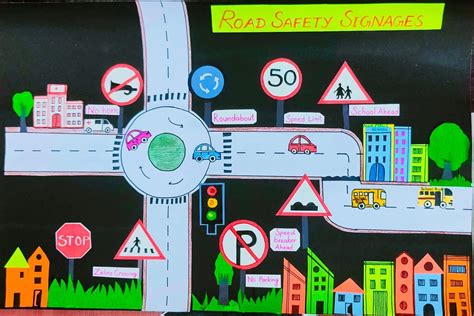 Road Safety Poster Road Safety Awareness Drawing Road Safety Drawing
