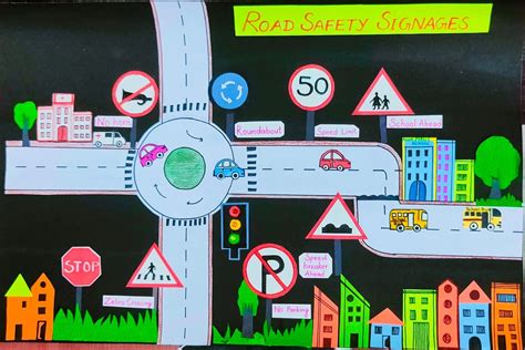 Road safety day poster drawing road safety day easy drawing road safety ...