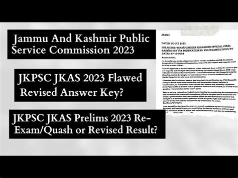 Jkpsc Jkas Prelims Re Exam Or Cancel Flawed Revised Answer Key