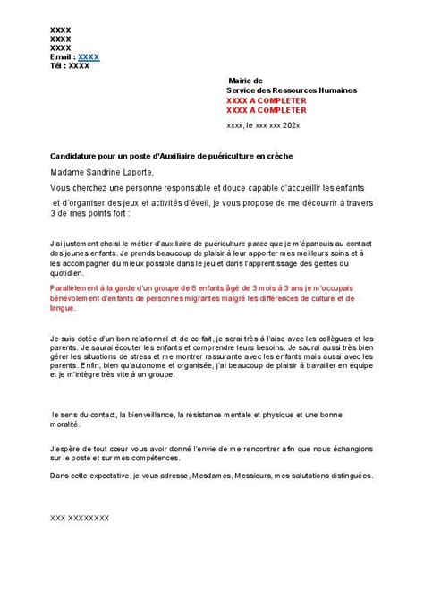 Lettre De Motivation Spontan E Auxiliaire De Pu Riculture Conseils Et