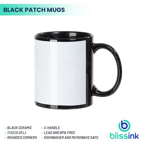 Round Ceramic Black Patch Sublimation Mug For Home Office Capacity