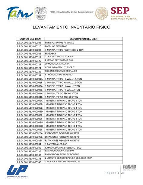 PDF LEVANTAMIENTO INVENTARIO FISICO p á g i n a 1 27