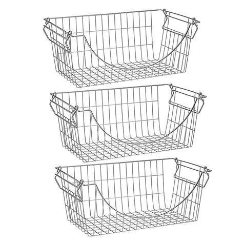 Buy SANNO Wire Metal Basket Bin Stackable Storage Baskets Cubby Bins