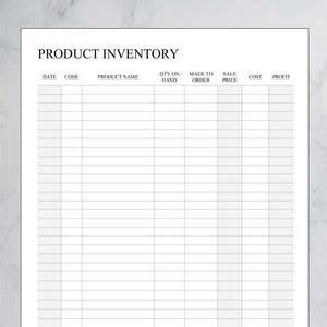 Printable Inventory Tracking Sheet Inventory Tracker Business Planner