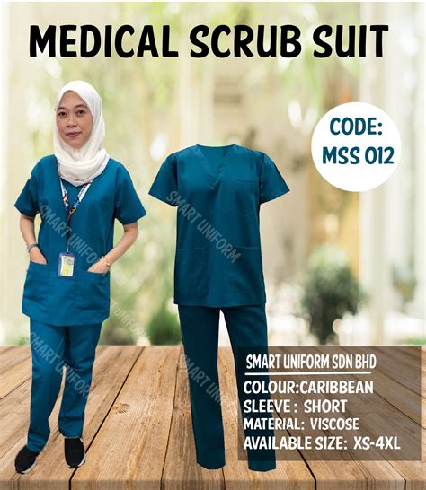 Mss 012 Ready Stock Medical Scrub Suit Caribbean Smart Uniform Malaysia