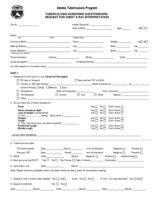 Fillable Online Dhss Alaska Tuberculosis Control Alaska Department Of