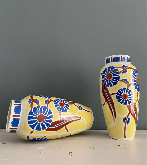 Paire De Vases Art D Co Fa Ence De Lun Ville Zazoubroc