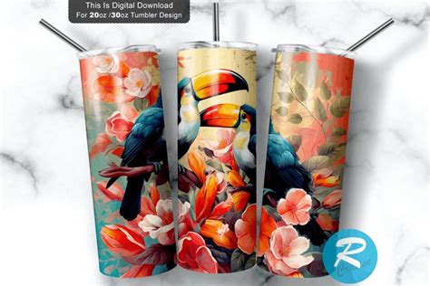 Toucans Spring Flowers Oz Oz Skinny Tumbler