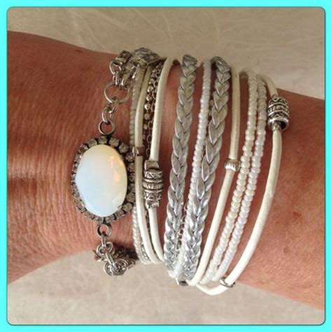 Boho Bracelet Wrap Bracelet Endless White Leather Beaded Wrap