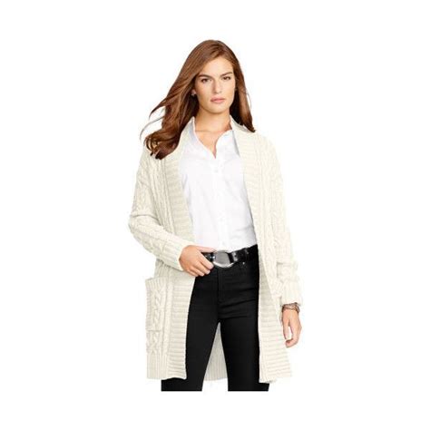 Ralph Lauren Lauren Woman Cable Knit Cotton Cardigan Shopping Outfit Clothes Design Plus