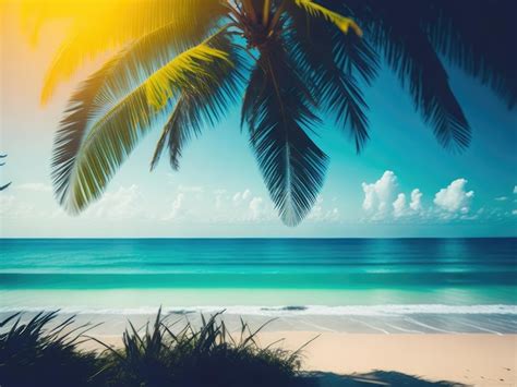 Premium Photo Blurred Tropical Beach Background Summer Vacation Ai Generative