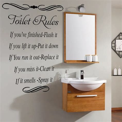 Toilet Rules Letter Wall Sticker Bathroom Washroom Wc Restroom Lavatory