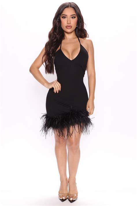 Ari Feather Mini Dress Black Fashion Nova Dresses Fashion Nova