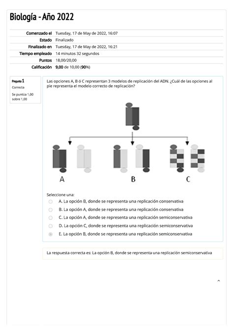 Cuestionario DE Autoevaluación DEL TP 5 biologia Pregunta 1 Correcta