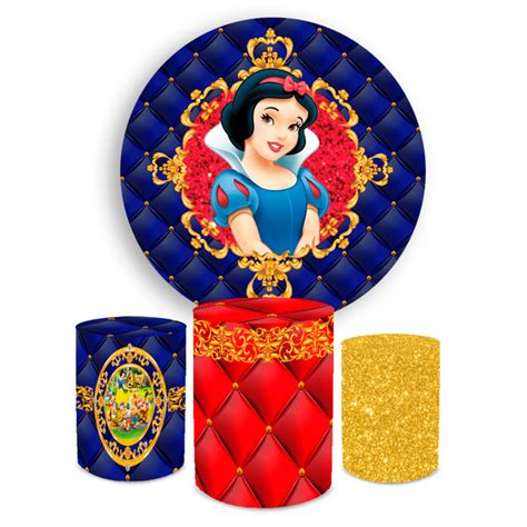 Kit Capa Painel Trio Cilindros Branca de Neve Azul Loja Bibi Painéis