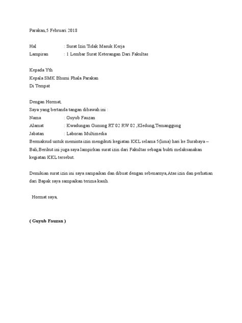 Contoh Surat Izin Keluar Masuk Dari Kantor Delinewstv