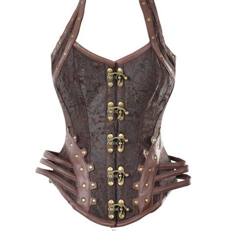 Brown Steampunk Corset With Hip Straps And Neckholder Liked On Polyvore