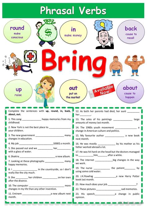 Phrasal Verbs Bring English Esl Worksheets Pdf Doc