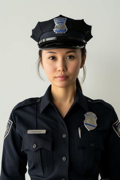 Premium Photo Portrait Of A Stoic Female Police Officer With A