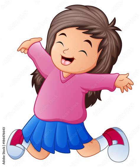 Cartoon Girl Raising Hand