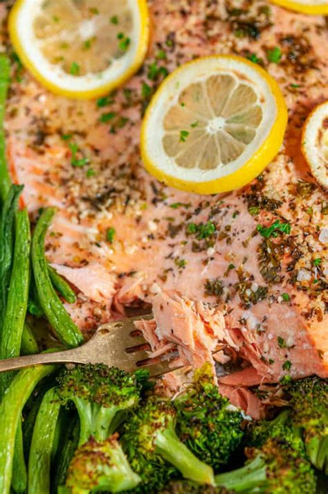 Sheet Pan Lemon Herb Salmon And Veggies Aberdeen S Kitchen