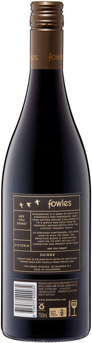 Buy Fowles Are You Game Shiraz Ml Online