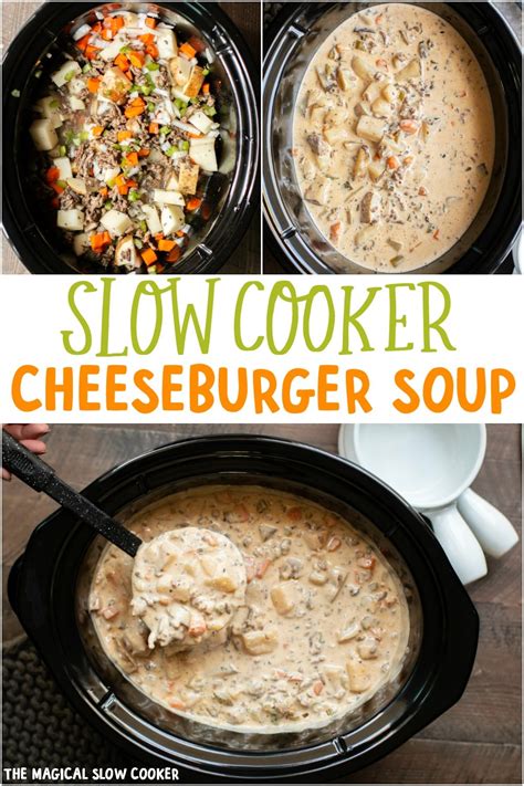 Slow Cooker Cheeseburger Soup - The Magical Slow Cooker