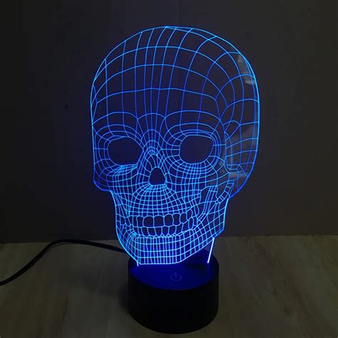 3d Led Lamp Light Usb Skull Shape Colorful Gradient Night Light For