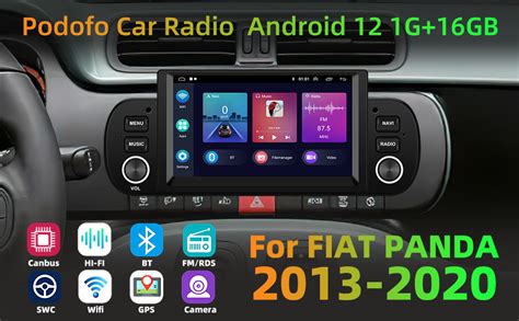 Podofo Autoradio Per Fiat Panda 2013 2020 Con Senza Fili Apple CarPlay