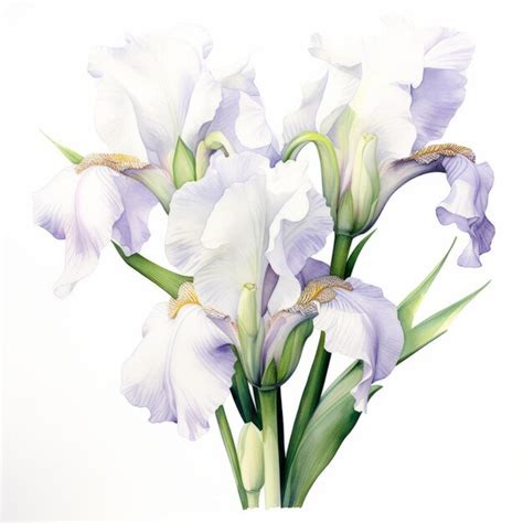 Premium Photo White Iris Watercolor Painting Hyperrealistic Floral