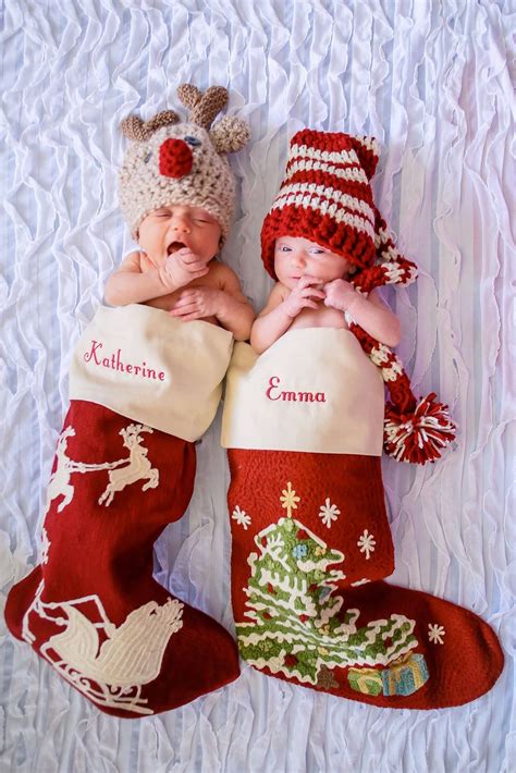 Twin Newborn Christmas Photo Stockings From Pottery Barn Reindeer And