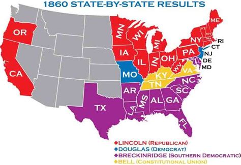 1860 Election Map - American Politics: United States Political Parties : The election of 1860 ...