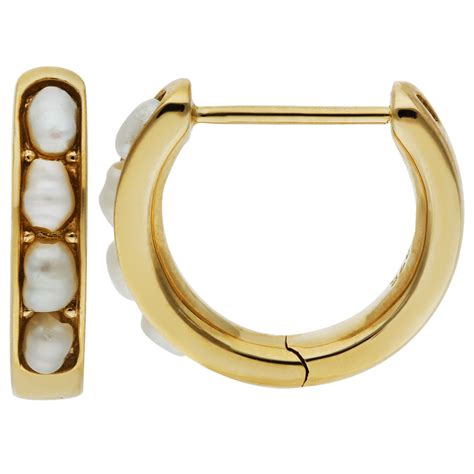 Mm Ct Yellow Gold Pearl Hoop Earrings Buy Online Free Insured Uk